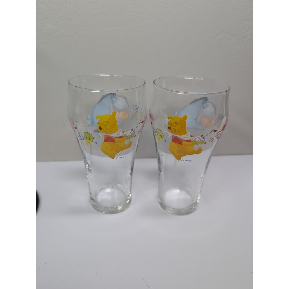 Winnie the Pooh Disney Juice Soda Glassโ Set Of 2 Excellent Condition